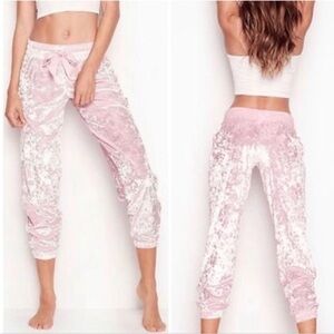 VS Women’s Baby Pink crushed velvet joggers